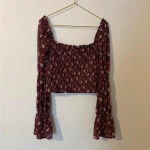 Wild Fable Burgundy Floral Blouse